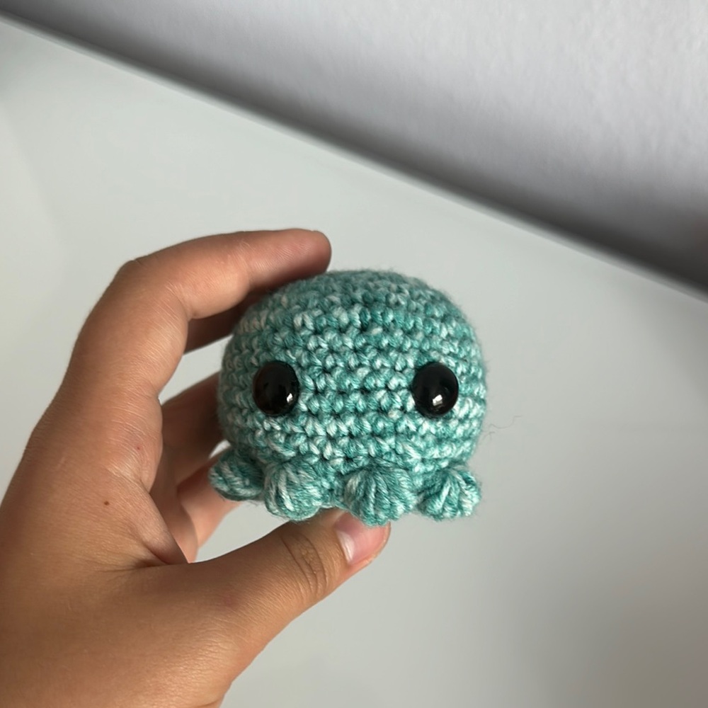Handmade Teal Crochet Octopus